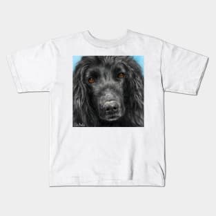 A Painting of a Black Cocker Spaniel with Honey Eyes Kids T-Shirt